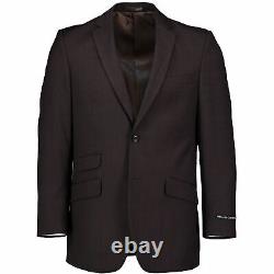 Alberto Cardinali Men's Brown Windowpane Check 2 Button Slim Fit Suit NEW