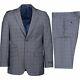 Alberto Cardinali Men's Light Gray Windowpane 2 Button Slim Fit Suit NEW
