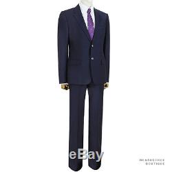 Alexander McQueen Navy Blue Wool Mohair Single Breasted Slim Fitting Suit IT50
