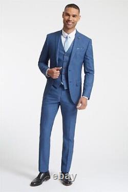 Antique Rogue Slim Fit Blue Texture 3 Piece Suit