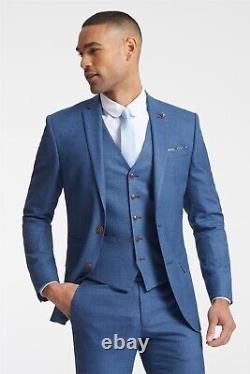 Antique Rogue Slim Fit Blue Texture 3 Piece Suit