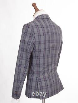 Antique Rogue Slim Fit Suit Grey Check 34R W28 L31