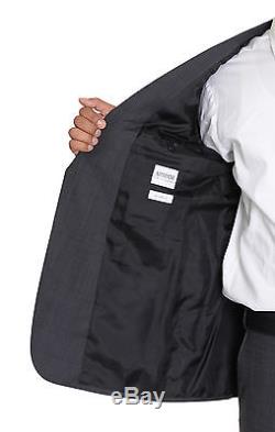 Armani Collezioni Giorgio Slim Fit 38S Black Textured Two Button Wool Suit