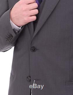 Armani Collezioni Giorgio Slim Fit 42r 52 Gray Striped Three Piece Wool Suit