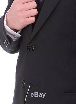 Armani Collezioni Giorgio Slim Fit 48r 60 Black Striped Three Piece Wool Suit