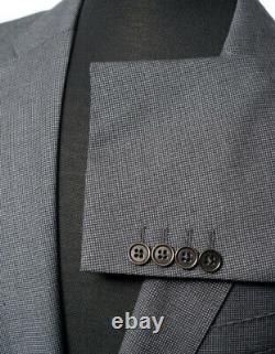Armani Collezioni M Line Navy Gray Tic-Weave Slim-Fit Suit 54 fits 42 / 44 R