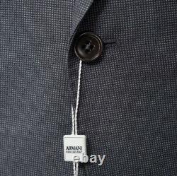 Armani Collezioni M Line Navy Gray Tic-Weave Slim-Fit Suit 56 fits 44 / 42 R