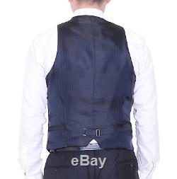 Armani Collezioni Slim Fit 40R 50 Navy Blue Tonal Striped Three Piece Wool Suit