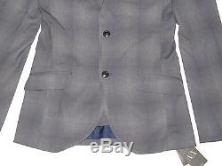 Armani Exchange A/X AX Mens 2 Button Grey Check Flat Front Slim Fit Suit New