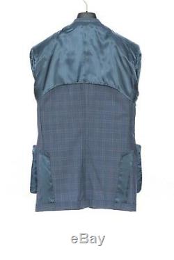 BELVEST Blue Fine Wool Super 150's Silk Suit Checks 40 US / 50 EU 8R Slim Fit