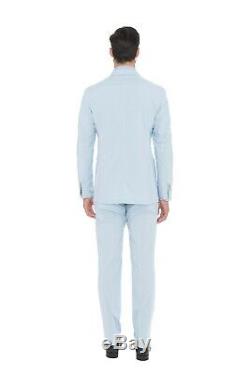 BELVEST Cotton Light Blue Ultralight Solid Suit 40 US / 50 EU 8R Slim Fit
