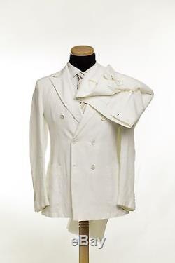 BELVEST Double Breasted Pure Linen Suit White Summer 40 US 50 EU 8 R Slim Fit