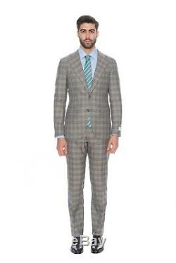 BELVEST Fine Wool Super 150's Silk Gray Brown Suit 46 US / 56 EU 8R Slim Fit