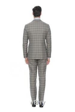 BELVEST Fine Wool Super 150's Silk Gray Brown Suit 46 US / 56 EU 8R Slim Fit