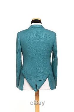 BELVEST Hand Made in Italy Pure Linen Suit Aquamarine 40 US 50 EU 8 R Slim Fit