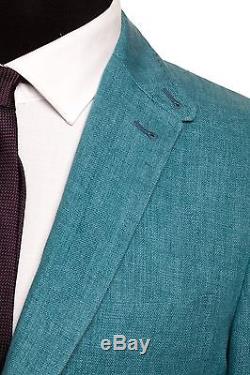 BELVEST Hand Made in Italy Pure Linen Suit Aquamarine 42 US 52 EU 8 R Slim Fit