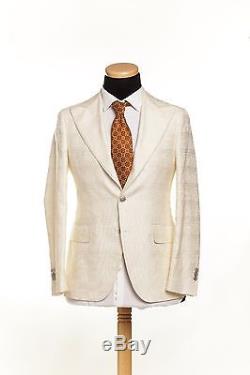 BELVEST Hand Made in Italy Pure Silk Suit Ivory 40 US 50 EU 8 R Slim Fit