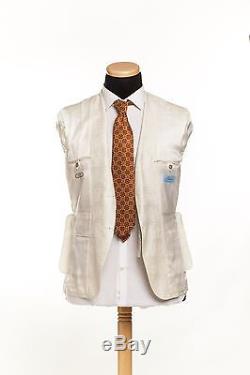 BELVEST Hand Made in Italy Pure Silk Suit Ivory 40 US 50 EU 8 R Slim Fit