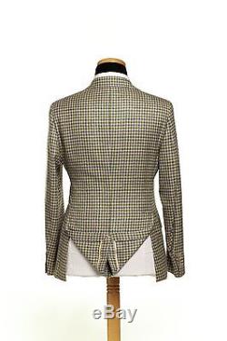 BELVEST Hand Made in Italy Wool Silk Linen Suit Checks 40 US 50 EU 9R Slim Fit