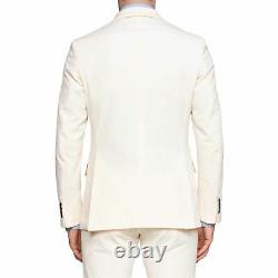BELVEST Handmade Cream Cotton Seersucker DB Suit EU 48 NEW US 38 Slim Fit