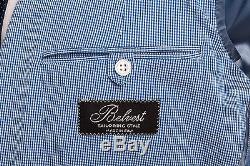 BELVEST Made in Italy Cotton Twill Micro Check Suit Blue 40 US 50 EU 9R Slim Fit