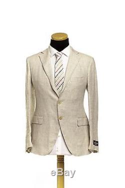 BELVEST Made in Italy Pure Linen Suit Checks Brown Beige 42 US 52 EU 9R Slim Fit
