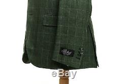 BELVEST Made in Italy Pure Linen Suit Checks Dark Green 42 US 52 EU 9R Slim Fit