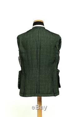 BELVEST Made in Italy Pure Linen Suit Checks Dark Green 42 US 52 EU 9R Slim Fit