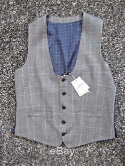 BNWT Charles Tyrwhitt Grey Clifford Glen 3 Piece Slim Fit Suit RRP £195