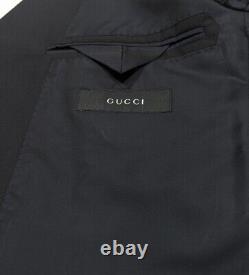 BNWT Gucci Mens Wool Slim Fit 2 Piece Suit Solid Black UK 38R W32 L31 RRP £1840