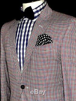 Bnwt Luxury Mens Duchamp London Gingham Check Sports Slim Fit Suit Jacket 36r