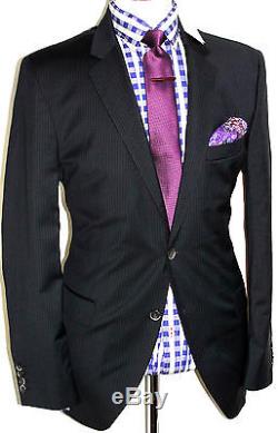 Bnwt Mens Hackett London Navy/ Black Fine Pinstripes Slim Fit Suit 46r W40 X L32