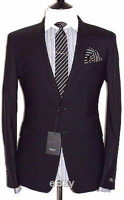 Bnwt Mens Paul Smith London The Kensington Plain Black Slim Fit Suit 40r W34