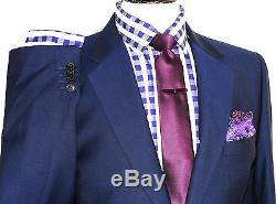 Bnwt Mens Paul Smith Solid Sharkskin Navy Slim Fit Suit 40r W34