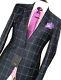 Bnwt Mens Paul Smith The Byard London Navy Bold Box Check Slim Fit Suit 46r W40
