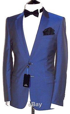 Bnwt Mens Paul Smith The Ps Sharkskin Baby Blue Slim Fit Suit 40r W34