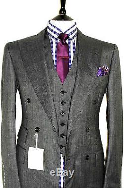 Bnwt Mens Tom Ford Prince Of Wales Checked Slim Fit 3 Piece Db Suit 38r W32