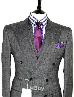 Bnwt Mens Tom Ford Prince Of Wales Checked Slim Fit 3 Piece Db Suit 38r W32