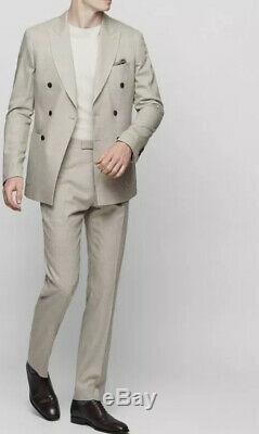 BNWT Reiss'Paulo' Slim-fit wool-blend Biege Double Breasted Suit Size 38 W30