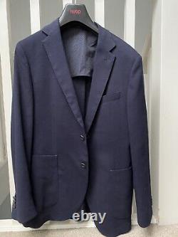 BOSS by HUGO BOSS Men's Blue Slim-fit Packable Travel Suit In Virgin Wool Uk 48