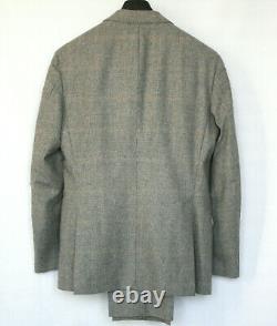 BRUNELLO CUCINELLI wool cashmere flannel gray glen plaid slim fit suit 50/48-IT