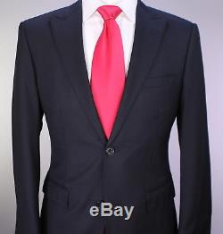 BURBERRY Black Label Japan Solid Black Peak Lapel Slim Fit Wool 2B Suit 38R