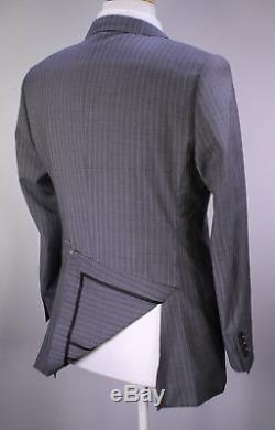BURBERRY London Gray Striped Slim Fit Peak Lapel 2-Btn Wool Suit 36S