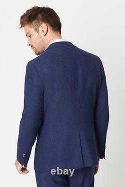 BURTON Slim Fit Navy Tweed Suit Jacket