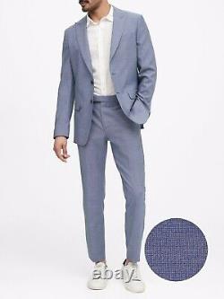 Banana Republic Slim Fit Suit Blue Birdseye Pattern Peak Lapel 40R NWT $398