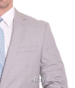 Bar III Slim Fit Light Gray Neat Textured Two Button Wool Suit