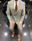 Beige Slim-Fit Suit 2-Piece, All Sizes Acceptable #135