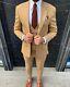 Beige Slim-Fit Suit 3-Piece, All Sizes Acceptable #50