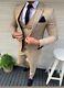 Beige Slim-Fit Suit 3-Piece, Will Be Made On Order, All Sizes Acceptable #3