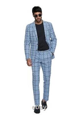 Belvest Light Blue Sport Suit Linen Cotton SAN GALLO Fabric 7R Slim Fit
